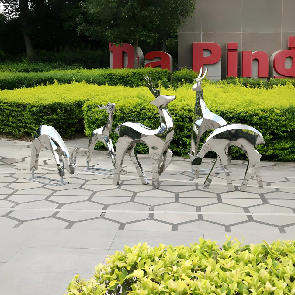 Dynamic Deer 158cm Metal Garden Sculpture
