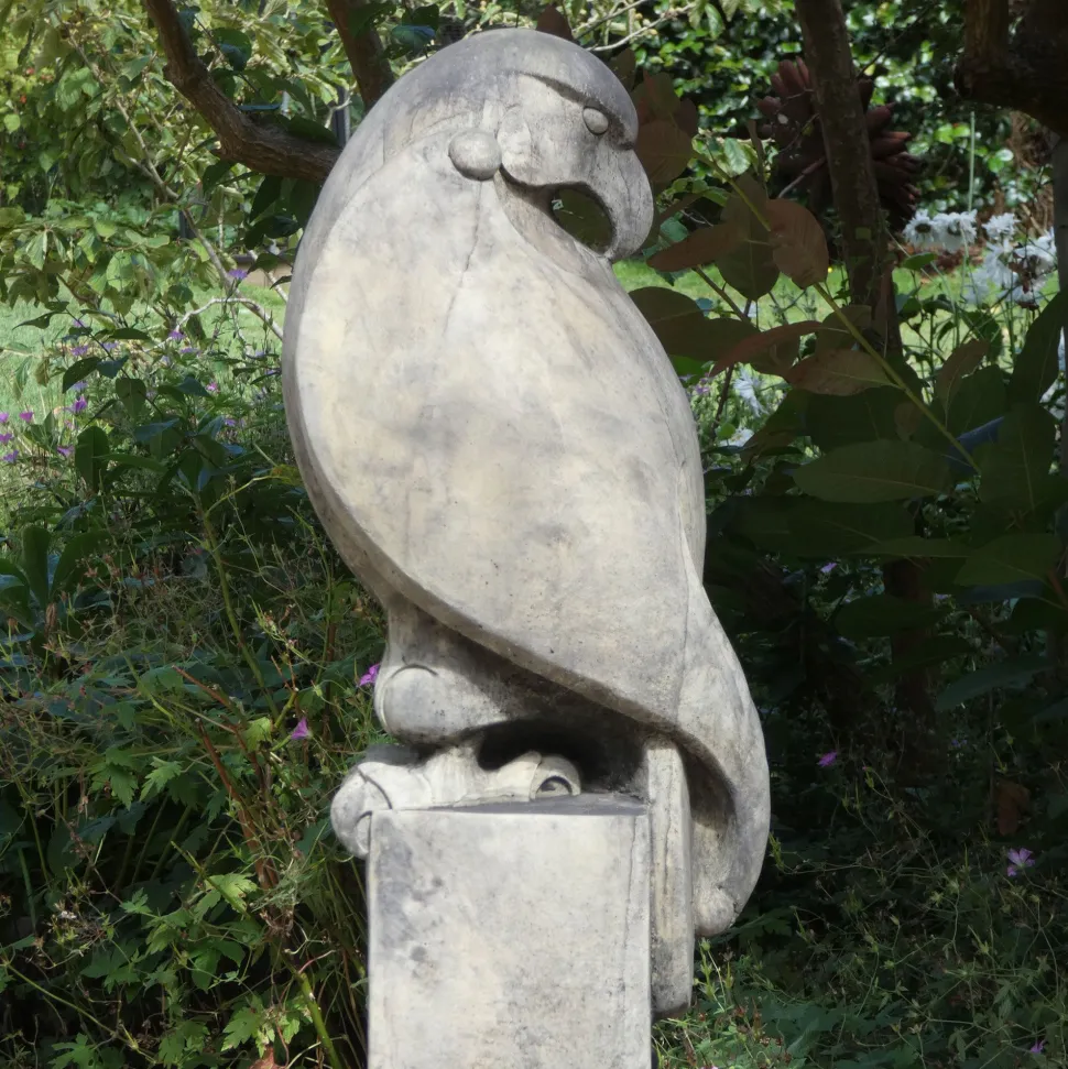 Eagle on Floral Pedestal Modern Stone Garden Statue