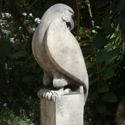 Eagle on Floral Pedestal Modern Stone Garden Statue