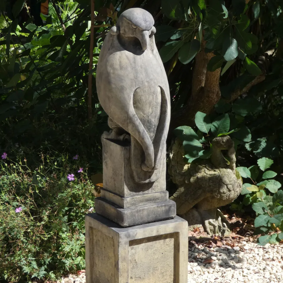 Eagle on Plain Pedestal Modern Stone Garden Statue