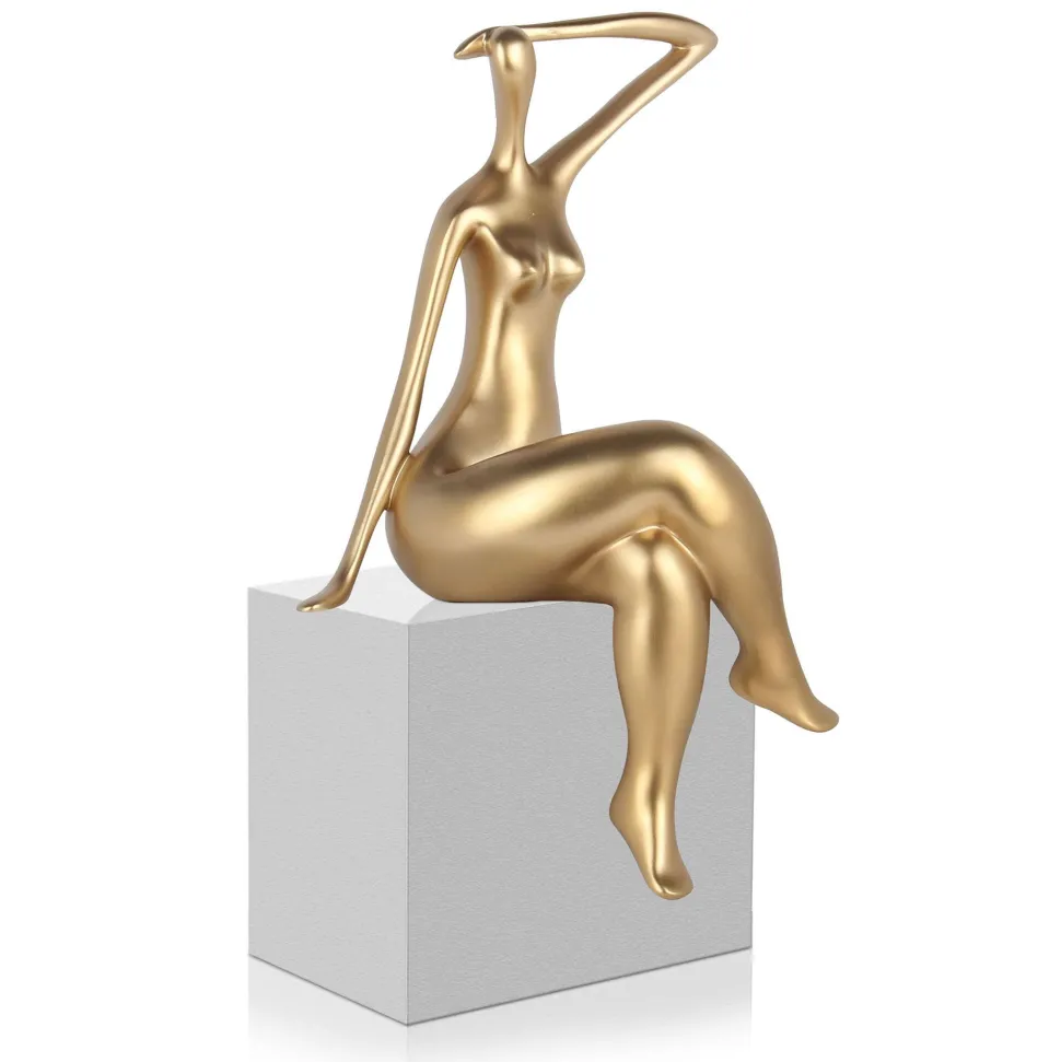 Elegant Grace 38cm Gold Resin Indoor Sculpture