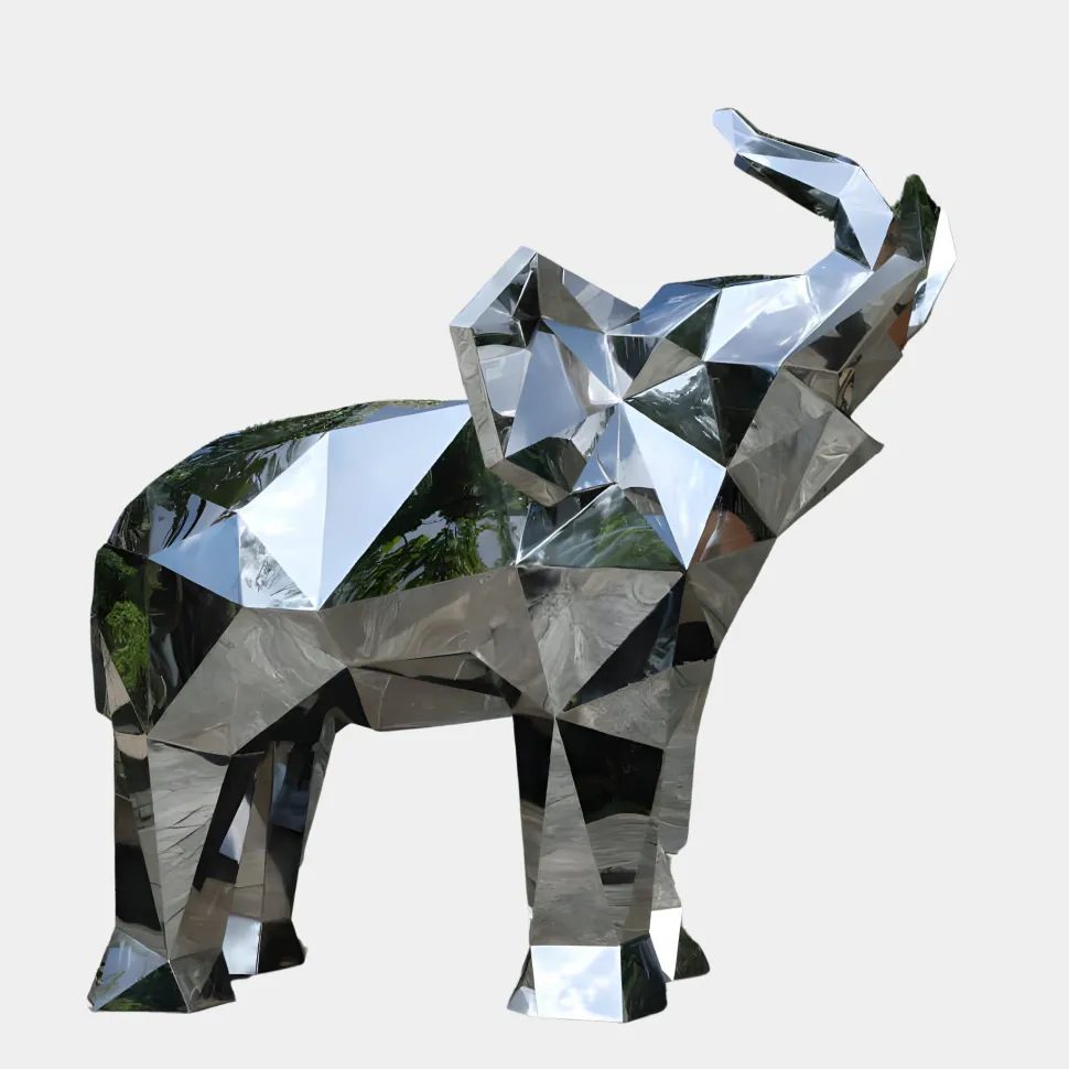 Elephant 190cm Geometric Metal Garden Sculpture