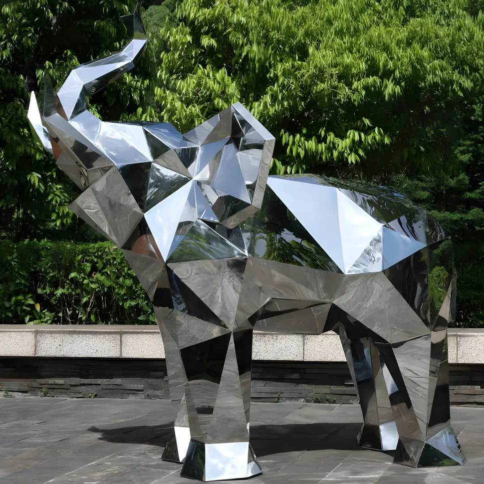 Elephant 190cm Geometric Metal Garden Sculpture