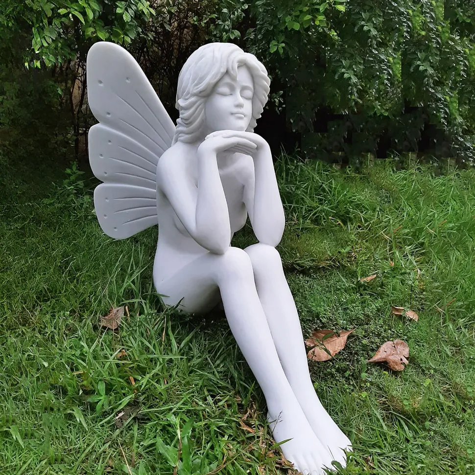 Enchanted Fairy 60cm Marble Resin Garden Statue