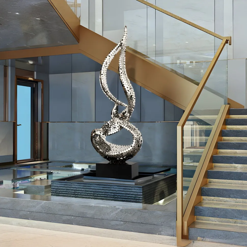 Eternal Flame 173cm Gold Metal Garden Sculpture