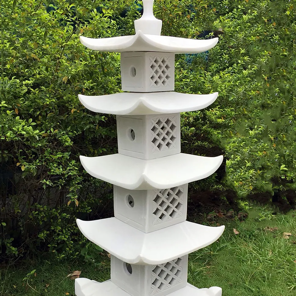 Five Tier Japanese Pagoda Lantern Marble Garden Ornament