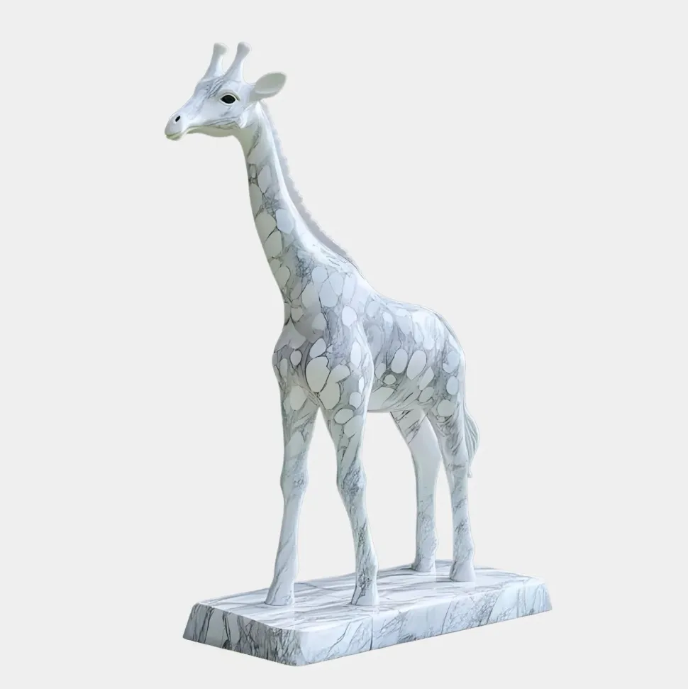 Gigantic Giraffe 350cm White Marble Garden Statue v4