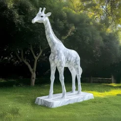 Gigantic Giraffe 350cm White Marble Garden Statue v4