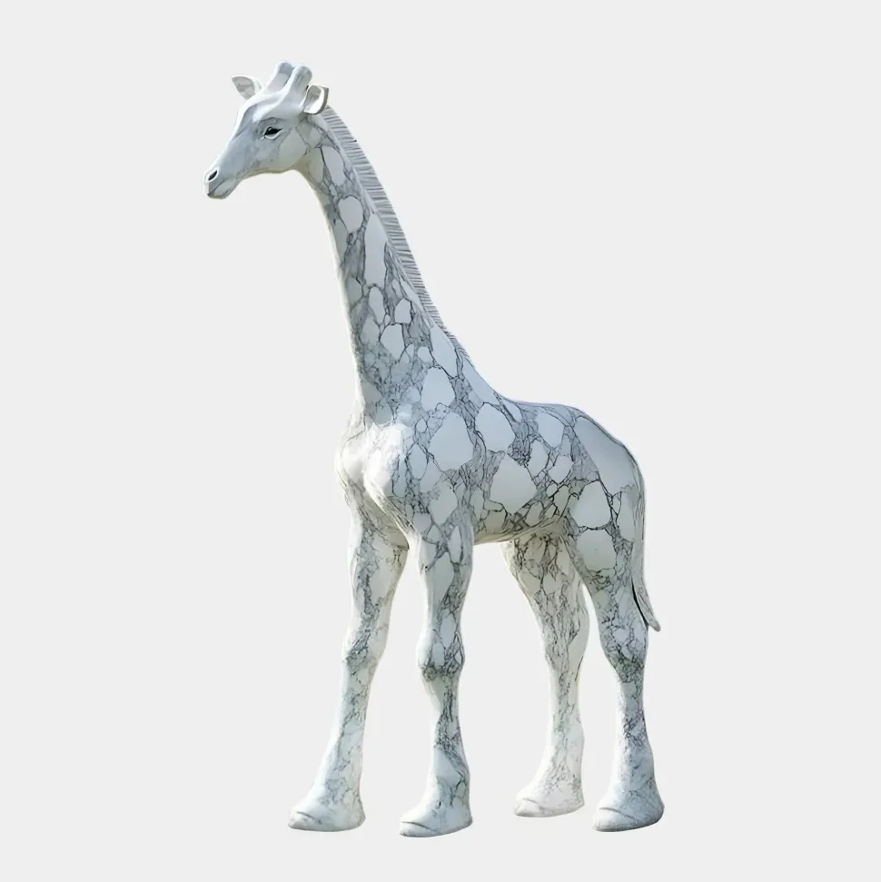 Gigantic Giraffe 350cm White Marble Garden Statue v1