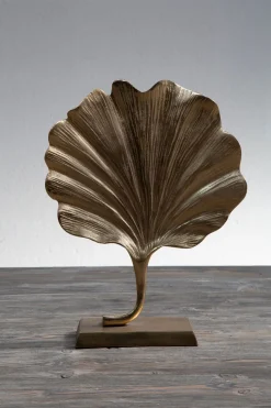 Ginkgo Leaf 28cm Gold Metal Indoor Sculpture
