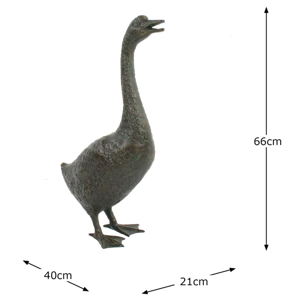 Goose 66cm Bronze Metal Garden Ornament