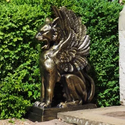 Gothic Griffin Bronze Metal Garden Statue