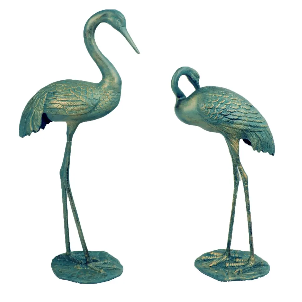 Grand Cranes Bronze Metal Garden Ornaments