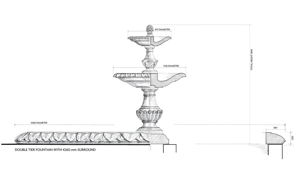 Grand Double Tier 4m Emerald Marble Stone Water Fountain Feature
