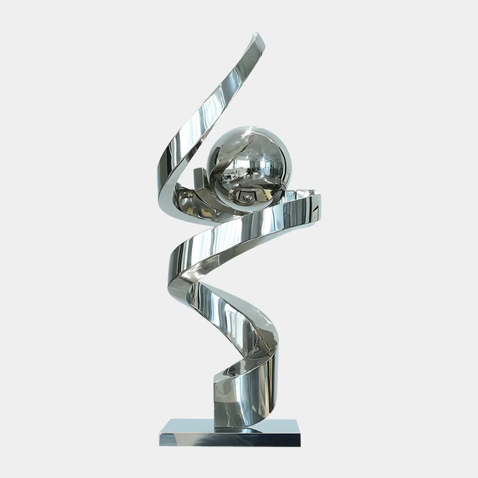 Gravity Sphere 92cm Silver Metal Indoor Sculpture