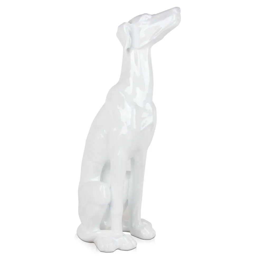 Guardian Greyhound 81cm White Resin Indoor Sculpture