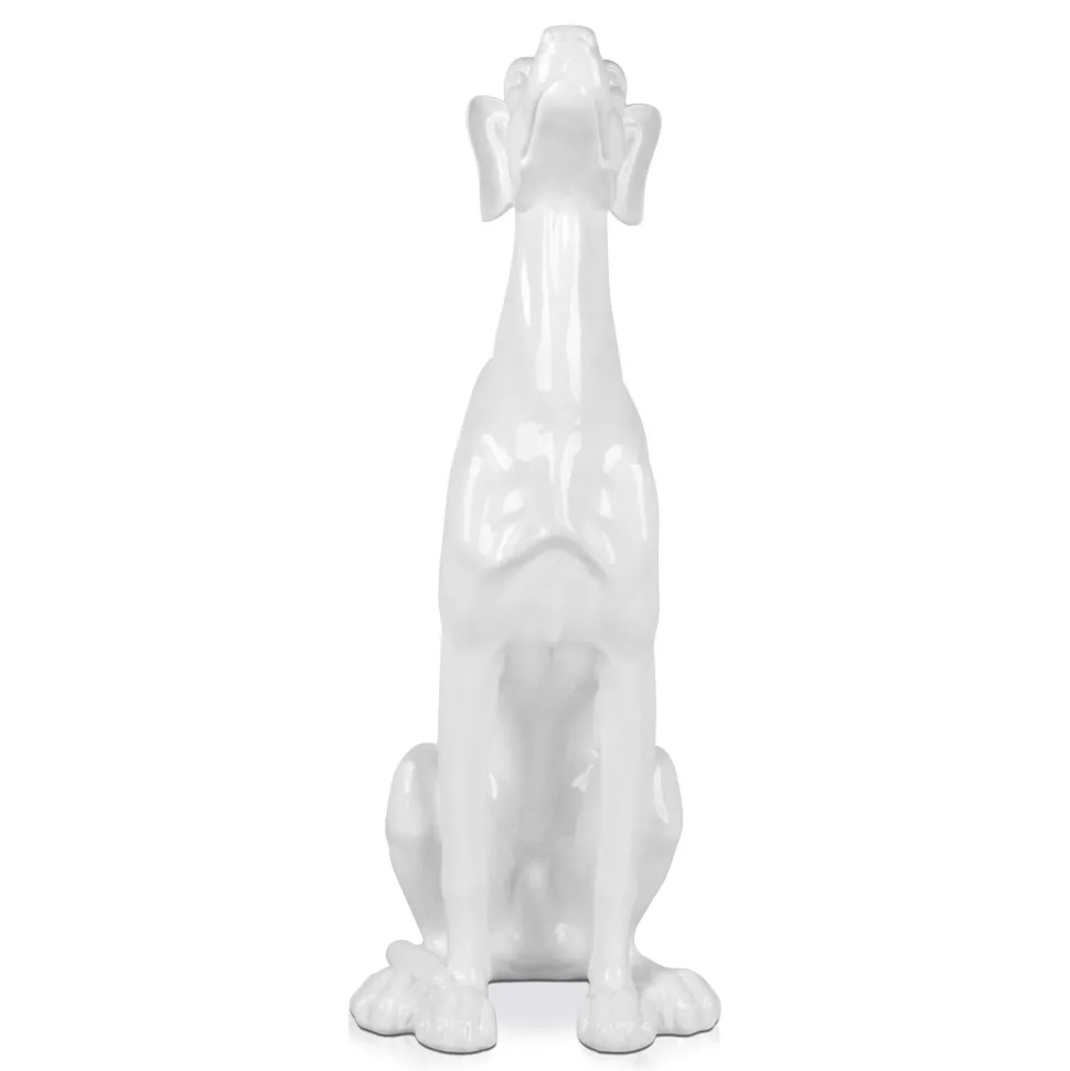 Guardian Greyhound 81cm White Resin Indoor Sculpture