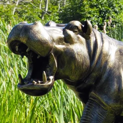 Happy Hippo Bronze Metal Garden Statue