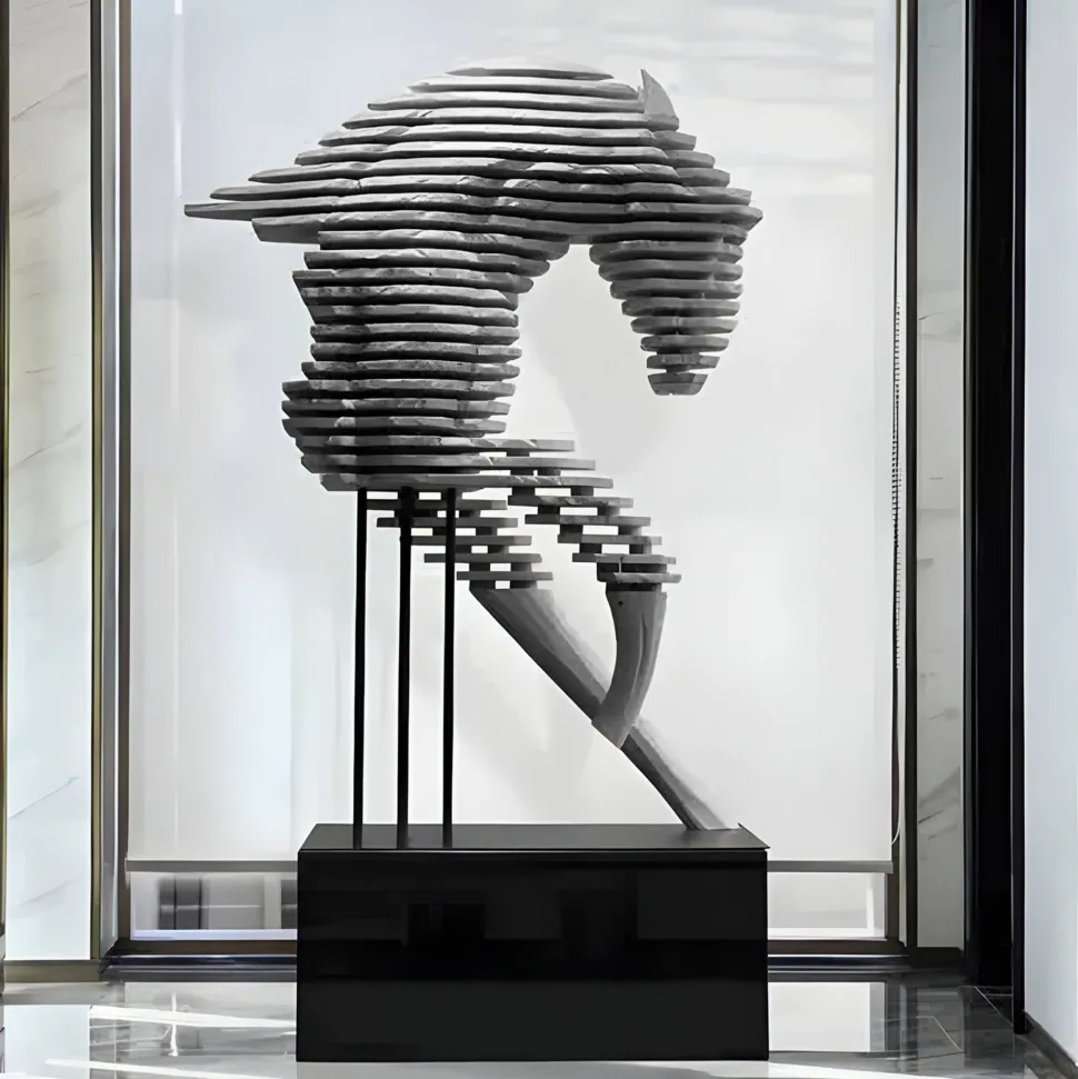Harmonic Horse 160cm Silver Metal Garden Sculpture v2