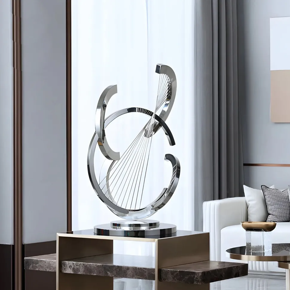 Harmonic Strings 80cm Silver Metal Indoor Sculpture