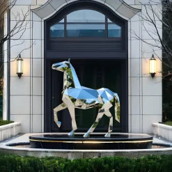 Horse 182cm Geometric Metal Garden Sculpture