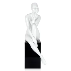 Introspective 74cm White Resin Indoor Sculpture
