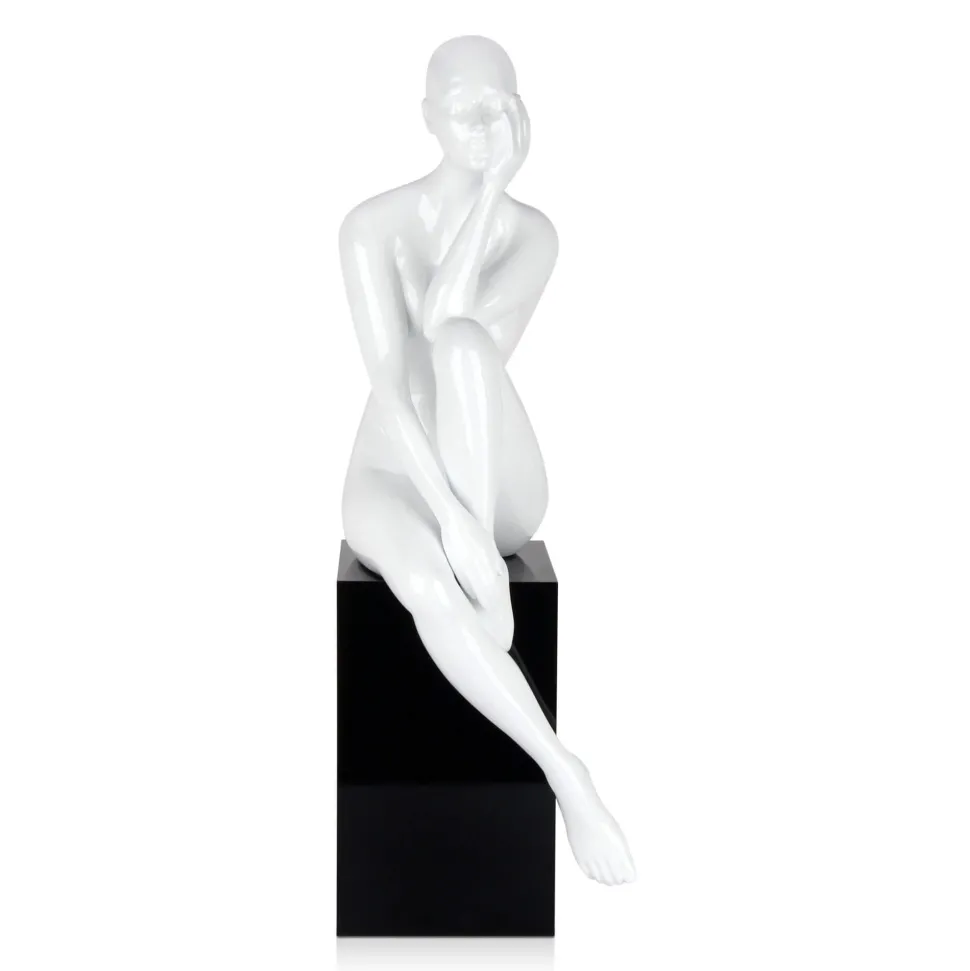 Introspective 74cm White Resin Indoor Sculpture