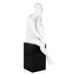 Introspective 74cm White Resin Indoor Sculpture