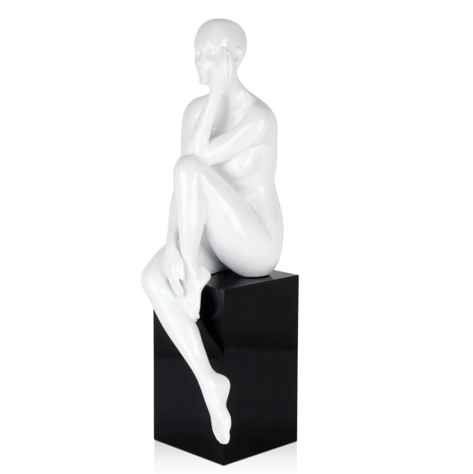 Introspective 74cm White Resin Indoor Sculpture