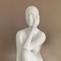 Introspective 74cm White Resin Indoor Sculpture