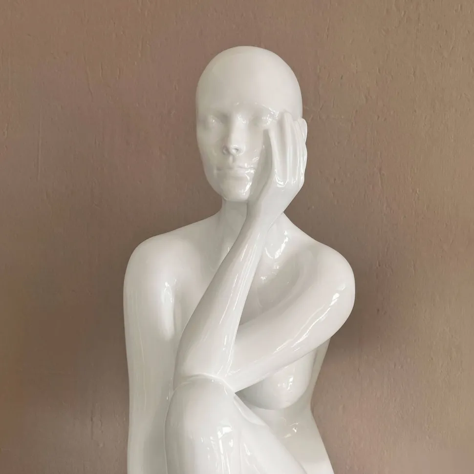 Introspective 74cm White Resin Indoor Sculpture