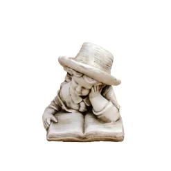 Laying Reading Boy 36cm Stone Resin Garden Statue