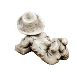 Laying Reading Boy 36cm Stone Resin Garden Statue