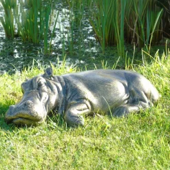 Lazy Hippo Bronze Metal Garden Statue