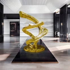 Liquid Helix 168cm Gold Metal Garden Sculpture