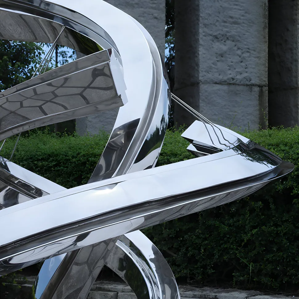 Liquid Helix 168cm Silver Metal Garden Sculpture