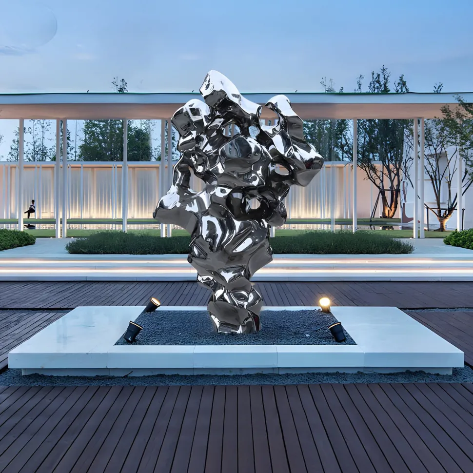 Liquid Mirage 155cm Silver Metal Garden Sculpture
