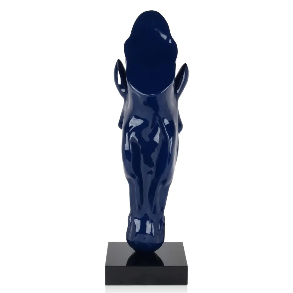 Majestic Horse Head 70cm Blue Resin Indoor Sculpture