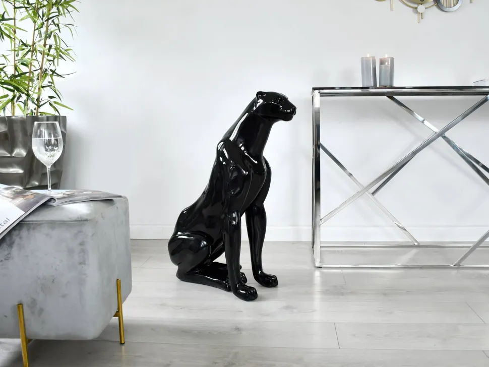 Majestic Panther 78cm Black Resin Indoor Sculpture