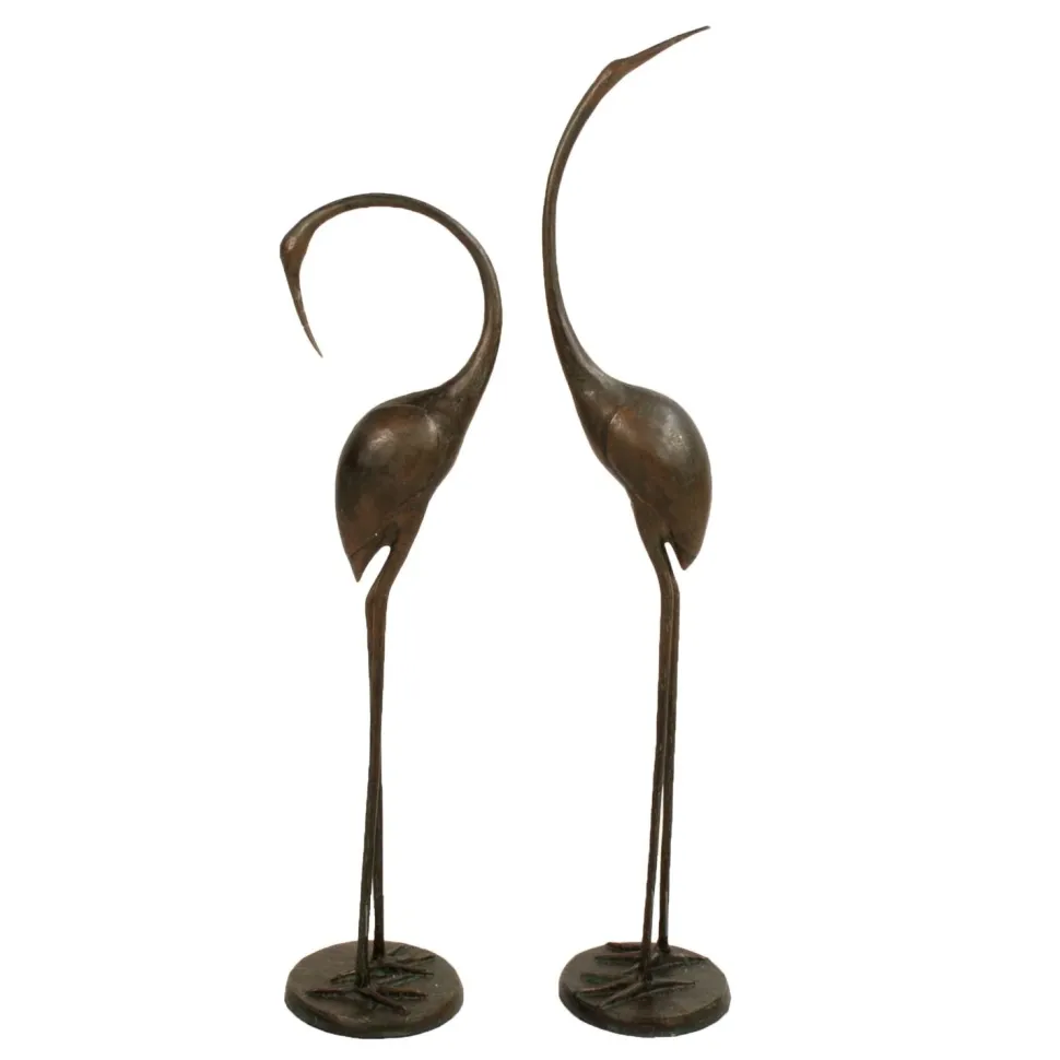 Modern Cranes Bronze Metal Garden Ornaments