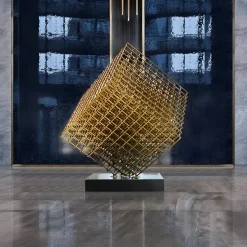 Multiverse 150cm Silver Geometric Metal Garden Sculpture
