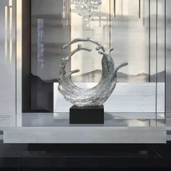 Oceanic Wave 117cm Silver Metal Indoor Sculpture