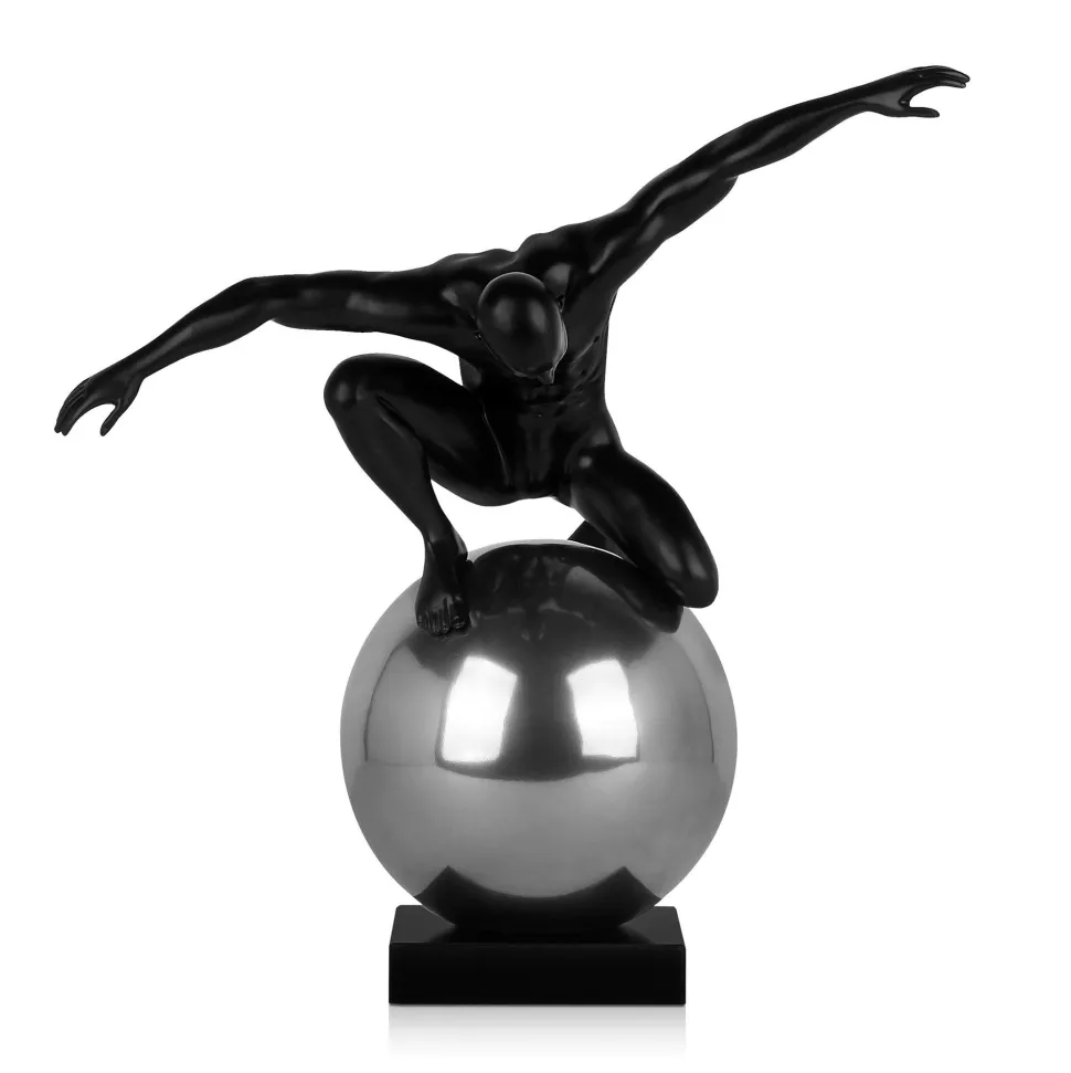 Orbital Balance 47cm Black Resin Indoor Sculpture