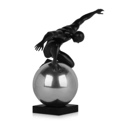 Orbital Balance 47cm Black Resin Indoor Sculpture