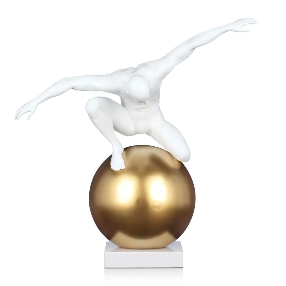 Orbital Balance 47cm White Resin Indoor Sculpture