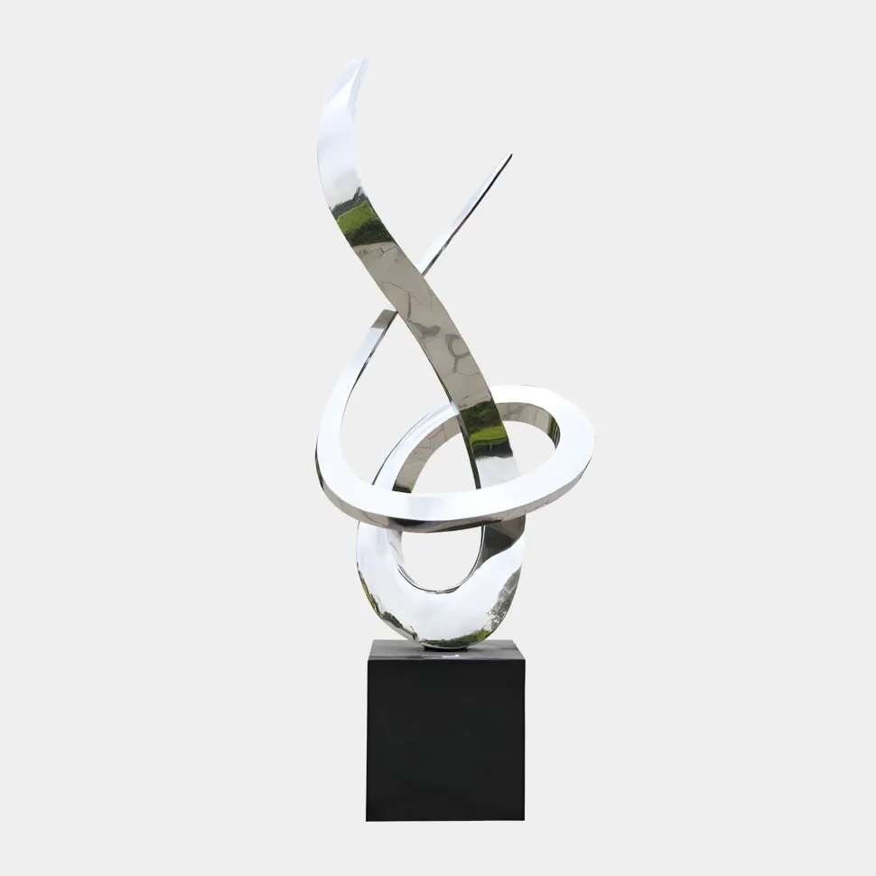 Orbital Motion 250cm Silver Metal Garden Sculpture