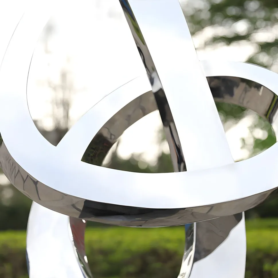 Orbital Motion 250cm Silver Metal Garden Sculpture