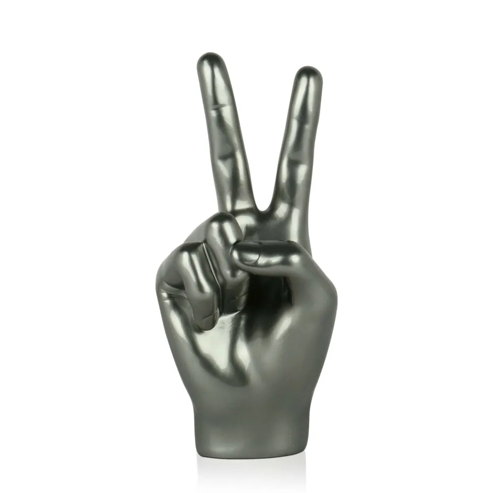 Peace Hand 28cm Anthracite Resin Indoor Sculpture