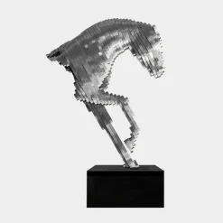 Pixel Horse 160cm Silver Metal Garden Sculpture