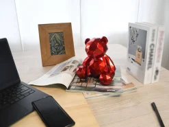 Polygon Bear 20cm Red Resin Indoor Sculpture